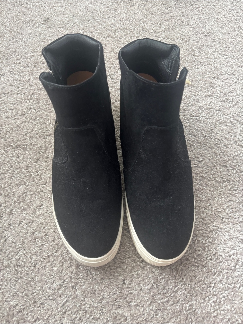 Women’s Black Suede Slip-On High-Top Sneakers